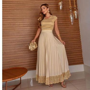 Imagem de Conjunto Cropet e Saia longa Plissada na malha flower moda evangélica 