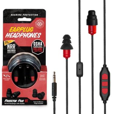 Imagem de Plugfones Protector Plus VL intra-auriculares, fones de ouvido com redução de ruído, microfone isolante de ruído e controles, preto e vermelho
