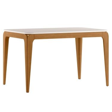 Imagem de Mesa de Jantar para 4 Lugares 1,20m Tampo Mdf com Vidro Aurea Ypê/Off White - New Ceval