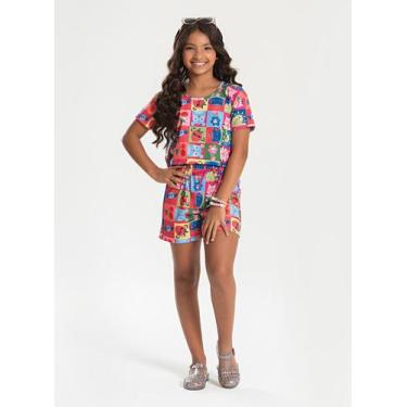 Imagem de Conjunto Verão Menina Pink Cropped e Shorts com Cadarço Mix de Fofura 
