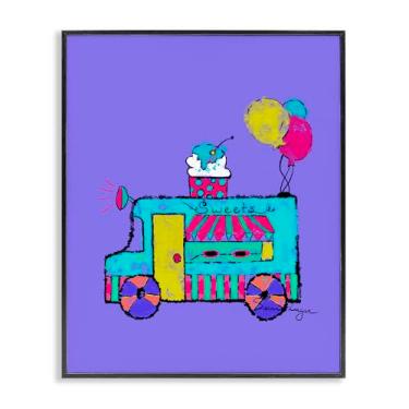 Imagem de Stupell Industries Design de arte giclée emoldurado de caminhão de sorvete em roxo preto por Susan Lugar, 14 x 11