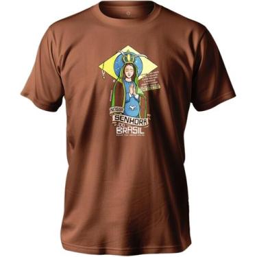 Imagem de Camiseta Católica De Nossa Senhora Padroeira Do Brasil Feminina E Masc