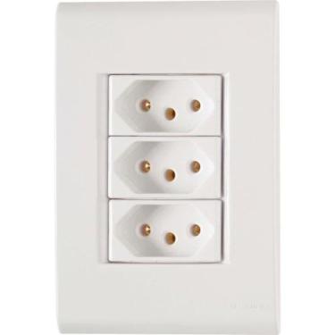 Imagem de Tomada Liz Trip 2P+T 10A/250V c/ Placa Branca - Tramontina