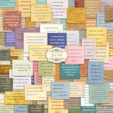 Imagem de 300 peças de adesivos vintage de versículo bíblico, adesivos cristãos estilo máquina de escrever, citações inspiradoras de fonte suprimentos de estudo da Bíblia para materiais de scrapbook, garrafa de