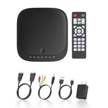 Imagem de Mini leitor de DVD com HDMI, pequeno leitor de DVD que reproduz todas as regiões e formatos, leitores de CD de DVD para TV com suporte de vídeo 1080p, saída AV, entrada de cartão USB/TF, controle