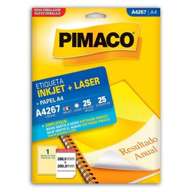 Imagem de Etiqueta inkjet/laser A4267 com 25 folhas - Pimaco