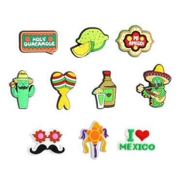 Imagem de 10 peças de contas focais de silicone de flor de limão cacto, contas de silicone de personagem mexicano, contas espaçadoras de óculos de sol, contas de borracha soltas, para canetas, joias, pulseiras