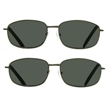 Imagem de proSPORT Óculos de sol Reader lente completa (não bifocal) armação de metal fina cinza escuro retangular masculino feminino, 2 pares de bronze, Medium