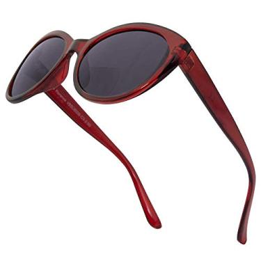 Imagem de VITENZI Óculos de sol com leitores para mulheres, óculos de sol trapaceiros de leitura matizada, Florença, Borgonha, Medium