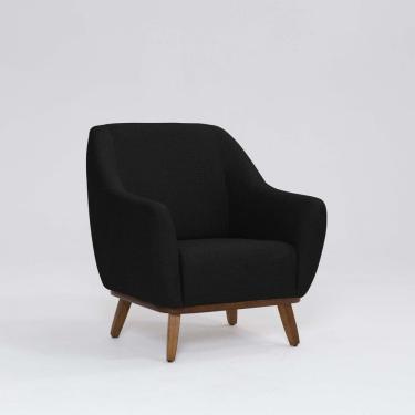 Imagem de Poltrona Tecido Linho Base Madeira Paloma Preto
