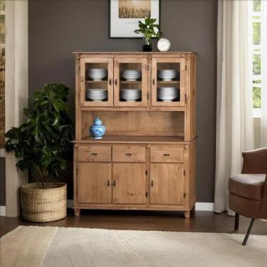 Imagem de Armário Arca e Oratório de Madeira Colonial 6 Portas 3 Gavetas com Pés