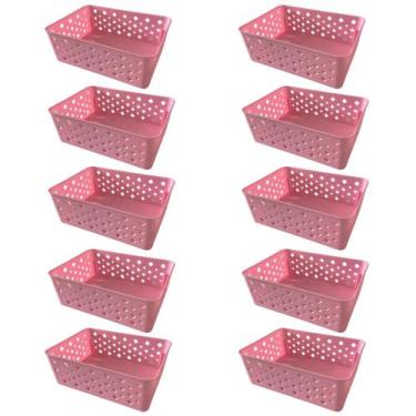 Imagem de Kit 10 Cestos Multiuso Organizador Empilhável Gaveta 19x14x6 - Triopla