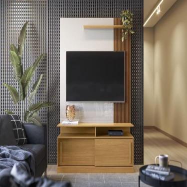 Imagem de Painel tv Managua tauari ripado 3d/off white perolizado - Mais de Casa