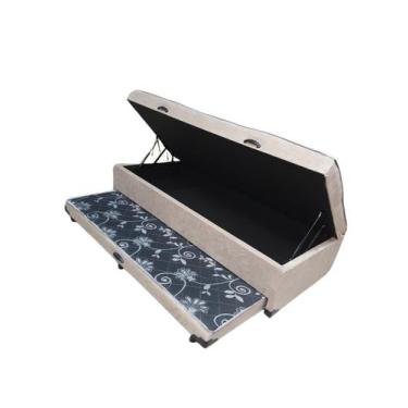 Imagem de Baú Conjugado Solteiro Com Cama Auxiliar - RN Cama Box, Creme