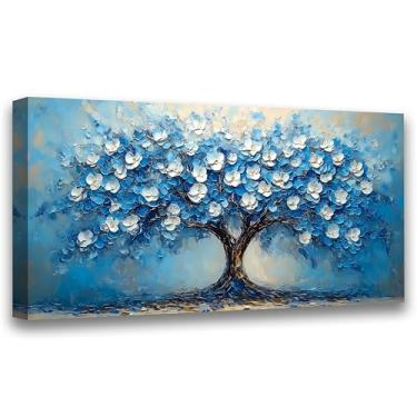 Imagem de Arte de parede abstrata impressão em tela árvore da vida pintura azul decoração de banheiro pinturas estilo moderno sala de estar quarto escritório casa cozinha decoração natureza paisagem arte arte