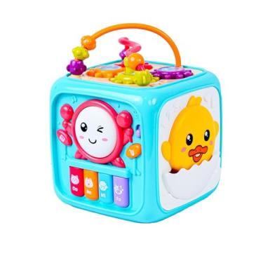 Imagem de Cubo de Atividades Educativo 6 em 1, Centro de Aprendizagem com Piano e Labirinto, 18 x 13 cm, para Bebês a partir de 18 Meses