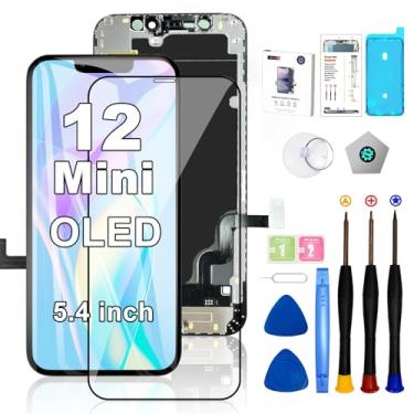Imagem de EFAITHFIX Tela de substituição para iPhone 12 Mini OLED [NÃO LCD] Tela sensível ao toque 3D de 5,4 polegadas, montagem de digitalizador FHD (A2176 A2398 A2399 A2400) com ferramentas de reparo protetor