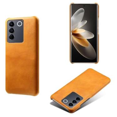 Imagem de Capa para vivo S16e,Proteção contra quedas,Casca de volta de cor sólida simples,Design de couro de imitação de plástico-Orange