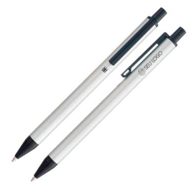 Imagem de Caneta Crown Metalic Personalizada Gravação Nome Logo Presente Leve Bonita Esferografica Diversas Cores (Prata)