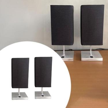 Imagem de Kit 2 Abajur Luminária de mesa Clássico Quadrado Escovado Com Interrup