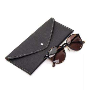 Imagem de Estojo de Óculos Luxo em Couro Legítimo Premium Bertoni, Fly preto