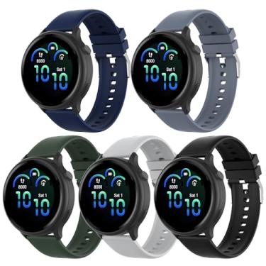 Imagem de WD&CD Pacote com 5 pulseiras de relógio de 22 mm compatíveis com Amazfit Bip 6/Bip 5/Balance 2/Balance/GTR 4/3 Pro/3/2/2e, pulseiras de silicone macias à prova d'água