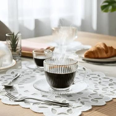 Imagem de Xicaras Chá Café Queijeira Manteigueira Borda Dourada Vidro Canelado Graffiato 6pçs (Xicara Café 90 ml, Normal)