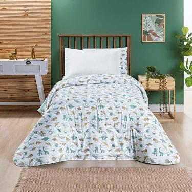 Imagem de Edredom Joy Kids Infantil Solteiro 01 Peça Micropercal 200 Fios Dupla Face Estampado - Dinossauro World - 100% Poliéster