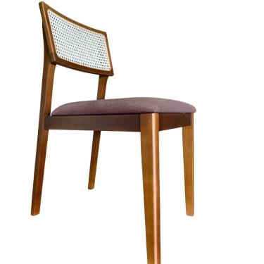 Imagem de Cadeira élise Madeira Maciça Linho Ou Boucle 2 Peças - Élpis Móveis Linho Chocolate Nogueira