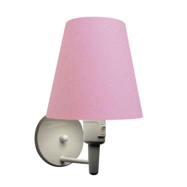 Imagem de Arandela Cone Md-2013 Branco C- Inter Liga E Desl Cúpula Em Tecido Rosa Bebê - Bivolt