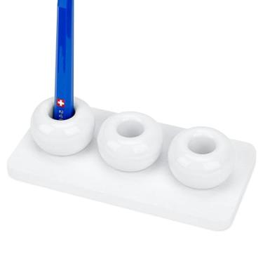 Imagem de Pacote com 3 suportes de escova de dentes de cerâmica com bandeja de escova de dentes de diatomita para banheiro chuveiro organizador de armazenamento de bancada, pasta de dente pequena, lâmina