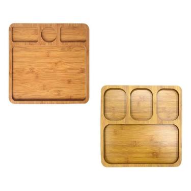 Imagem de Kit 2 Petisqueiras De Mdf Gamelas Bandeja Aperitivos Tábua