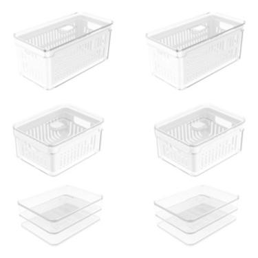 Imagem de Kit 06 Organizador De Geladeira Cesto Tampa Porta Frios