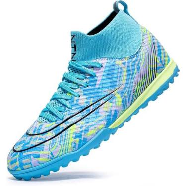 Imagem de Tênis de futebol masculinos de futebol com pontas longas, couro e borr