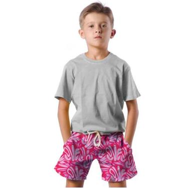 Imagem de Shorts Infantil Bermuda Calção Praia Verão Love Love Love - SMOKE, 16
