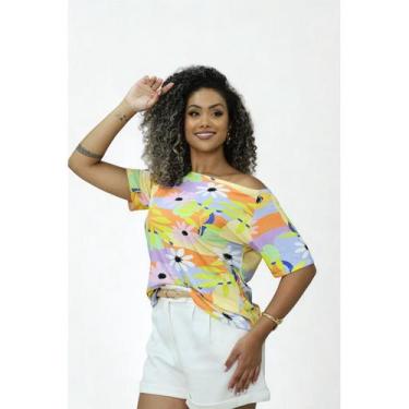 Imagem de Blusa Feminina Canoa Estampada Floral Margarida - Marlui Modas