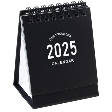 Imagem de Calendário de mesa Stiamvd 2025-2026 com adesivos, portátil, preto