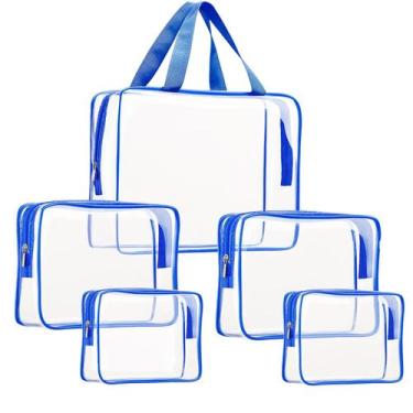 Imagem de Conjunto de bolsas de higiene de viagem ROYBENS Crystal Clear PVC, 5 u