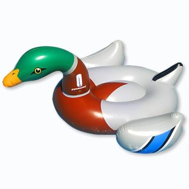 Imagem de SWIMLINE Original 90701 boia inflável de pato para piscina, boia com pernas estáveis, asas grandes, montáveis, para verão, praia, natação, festa, balsa, brinquedo de decoração para crianças e adultos