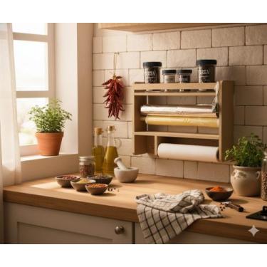 Imagem de Porta tempero cozinha condimentos papel toalha aluminio filme 3x1 - RV