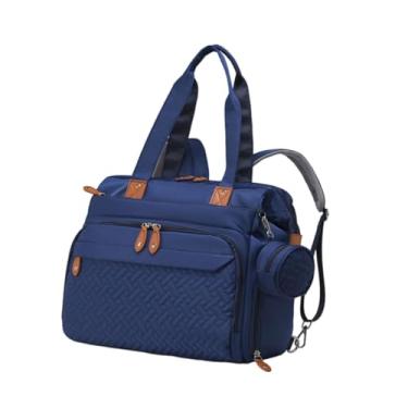 Imagem de Dynwave Mochila para fraldas com compartimento para sapatos, tecido Oxford, mochila de amamentação, bolsa de viagem, estojo para chupeta, lenços umedecidos, Azul