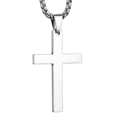 Imagem de Colar Cruz Banhado – Fé, Proteção e Estilo (Dourado, Prata e Preto) (prata)