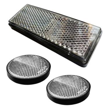 Imagem de predolo 3 peças refletores noturnos para motocicleta fita refletiva acessórios fáceis de usar alta visibilidade para mochilas de bicicleta de reboque carro, Branco