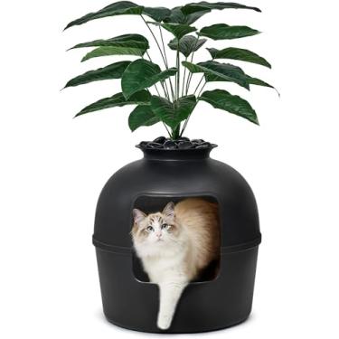 Imagem de Caixa de areia secreta da Bundle & Bliss – Caixa de areia oculta, design patenteado com controle de odores, inclui planta sintética, filtro de carbono e pedras reais (preto fosco)