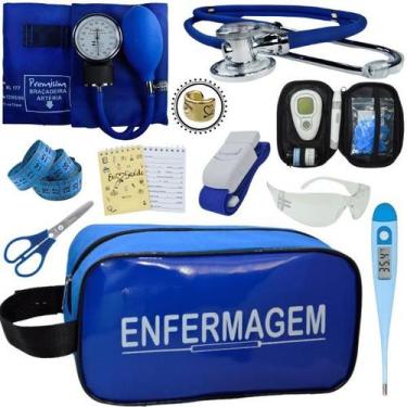 Imagem de Kit Enfermagem Aparelho de Pressão Estetoscópio Medidor Glicose Premiu