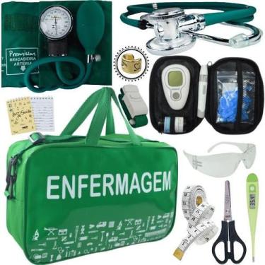 Imagem de Kit Bolsa Aparelho de Pressão Esfigmomanômetro Medidor Enfermagem Prem