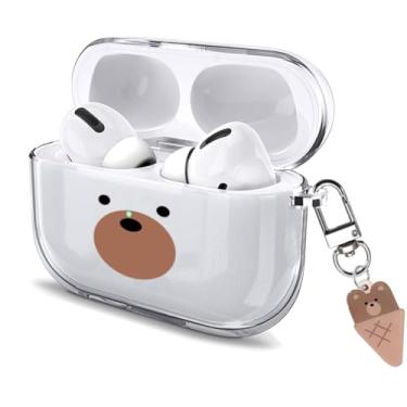 Imagem de Watefull Capa para AirPods Pro 3 fofo com chaveiro mosquetão 2025, Clear Air Pods Pro 3 capa macia com desenho animado anime kawaii com ornamento para crianças, meninos, meninas e mulheres (urso