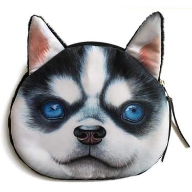 Imagem de Minibolsa de moedas engraçada 3D com cara de cachorro para moedas, porta-moedas divertida, bolsa pequena, porta-moedas com zíper para chave, batom, fones de ouvido, presentes para amantes de cães para