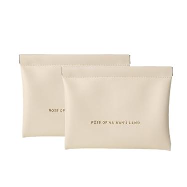 Imagem de Bolsa de cosméticos com bolso de poliuretano, organizador portátil para fone de ouvido, sem zíper, organizador feminino Popper (branco), Branco, Large*2, Funcional