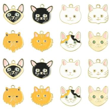 Imagem de UR URLIFEHALL 32 peças, 8 estilos, berloques de gato esmaltados, fofos para animais de estimação, para colar, pulseira, chaveiro, joias, artesanato, suprimentos
